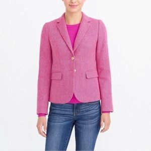 JCrew Factory pink herringbone school boy blazer